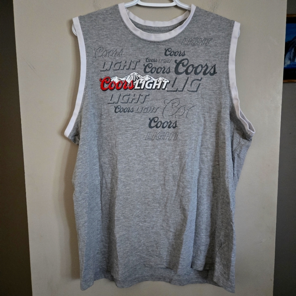 5 for $25 Coors Light Gray Sleeveless Shirt Beer Bar Graphic Mens Large Brew
